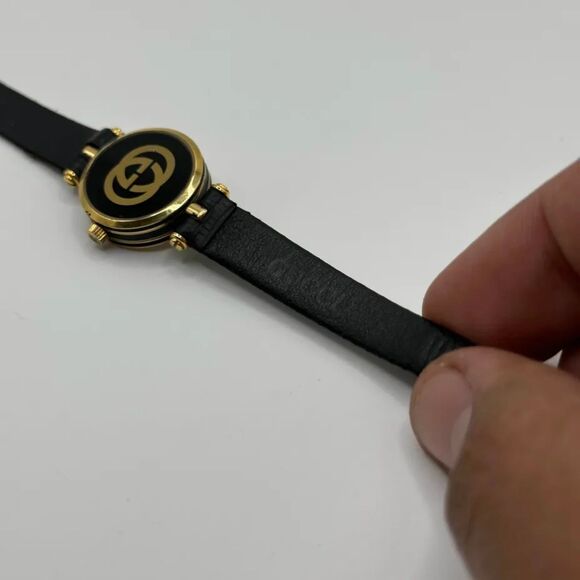 Vintage Genuine Swiss Gucci 2000L Sherry Slim Black Leather Ladies 23mm Watch - Picture 6 of 15